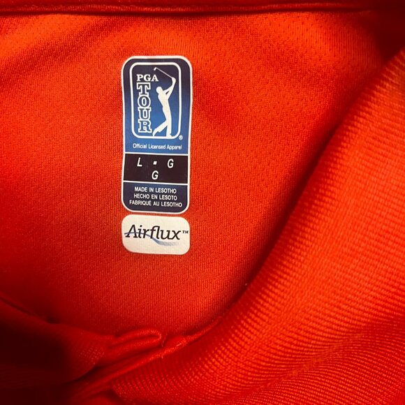 PGA Tour Men Large Coral Airflux 3 Button Collar Short Sleeve Active Golf‎ Polo - Picture 4 of 6